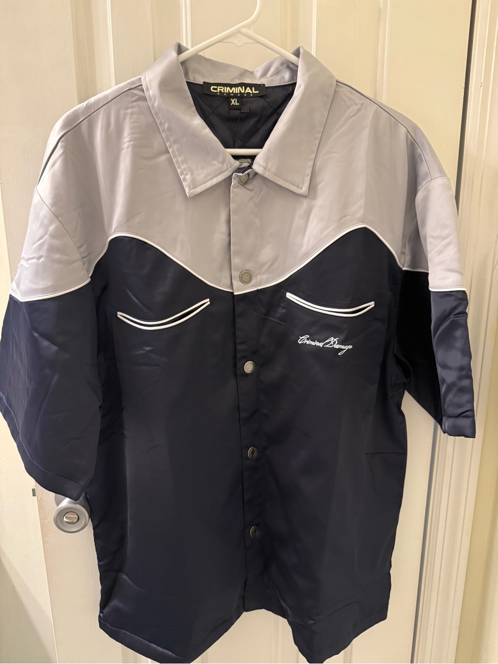 Criminal Damage Two-Tone Navy and Light Gray Coach Shirt Jacket